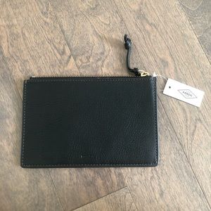 LEATHER Fossil Small Zip Pouch / Clutch